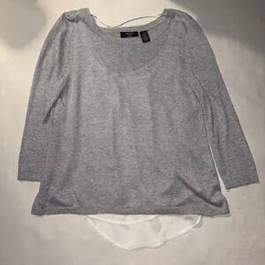 Verve Ami Women's Silver Sparkle Pullover Sweater - Medium